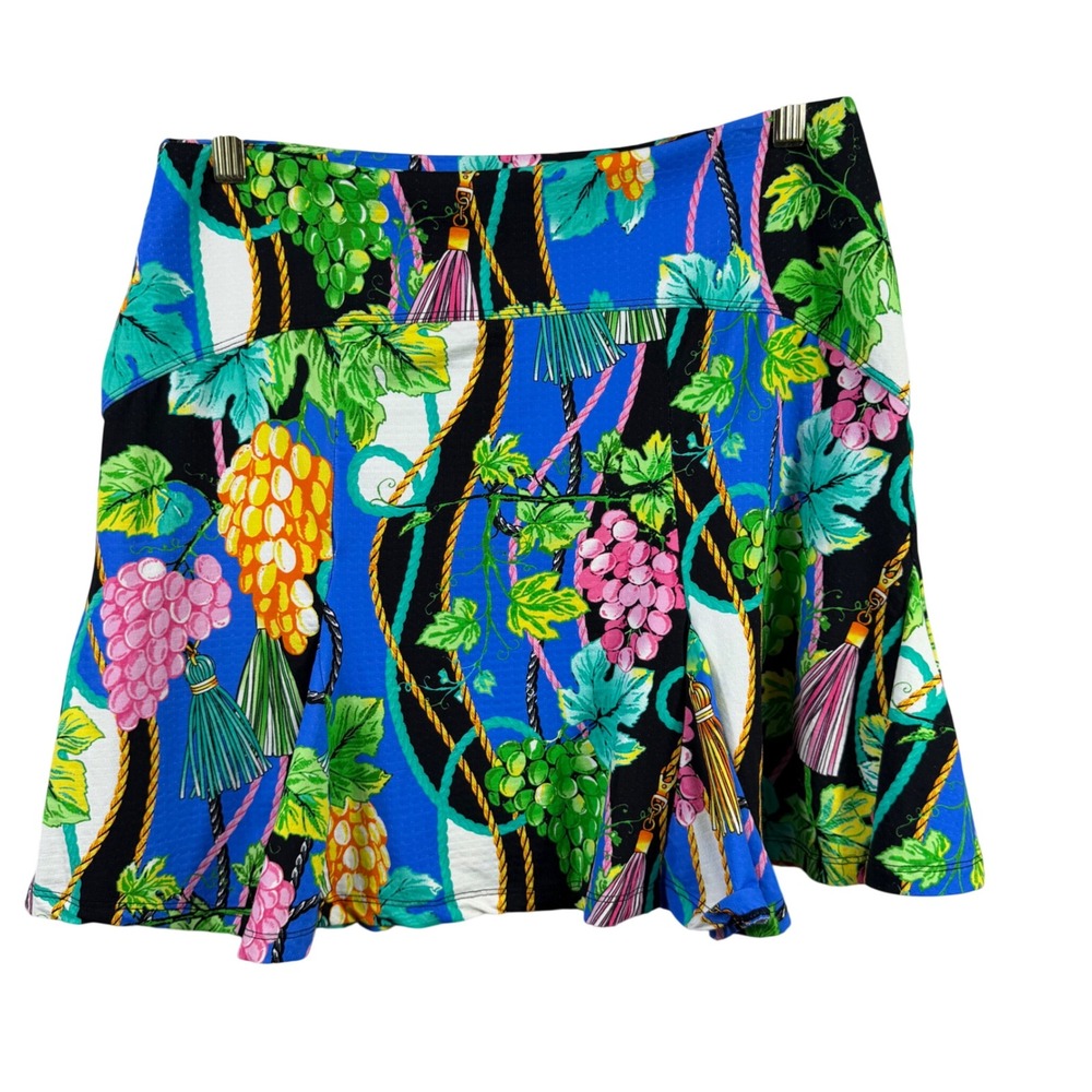 G Lifestyle Grape Tassel Print Active Skort Blue Green Pink Yellow Size M